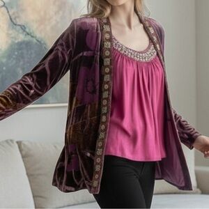 Chico’s Select Velvet Floral Blouse + NWT Tank – Size 1